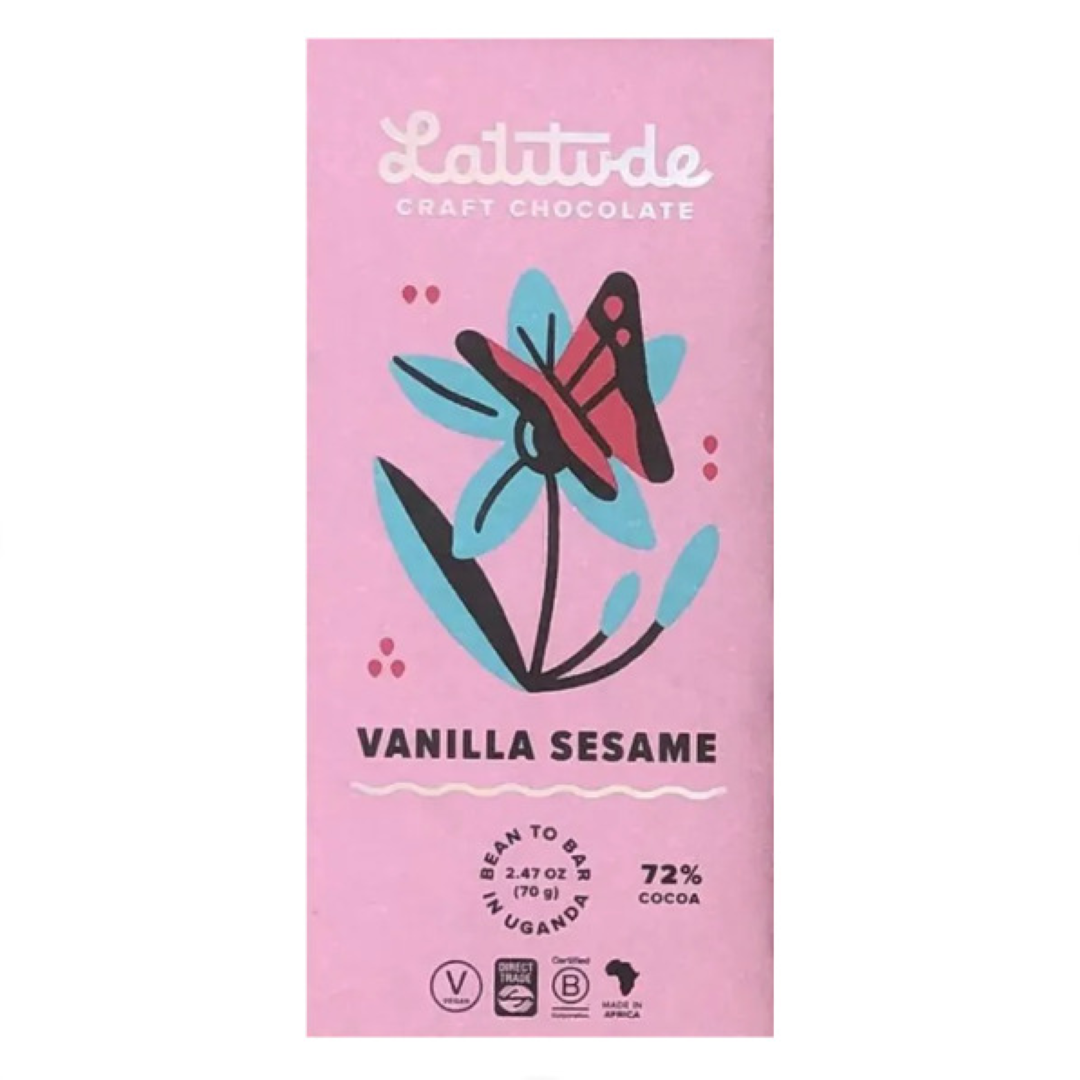 LATITUDE VANILLA N SESAME 72% CHOCO BAR 70G